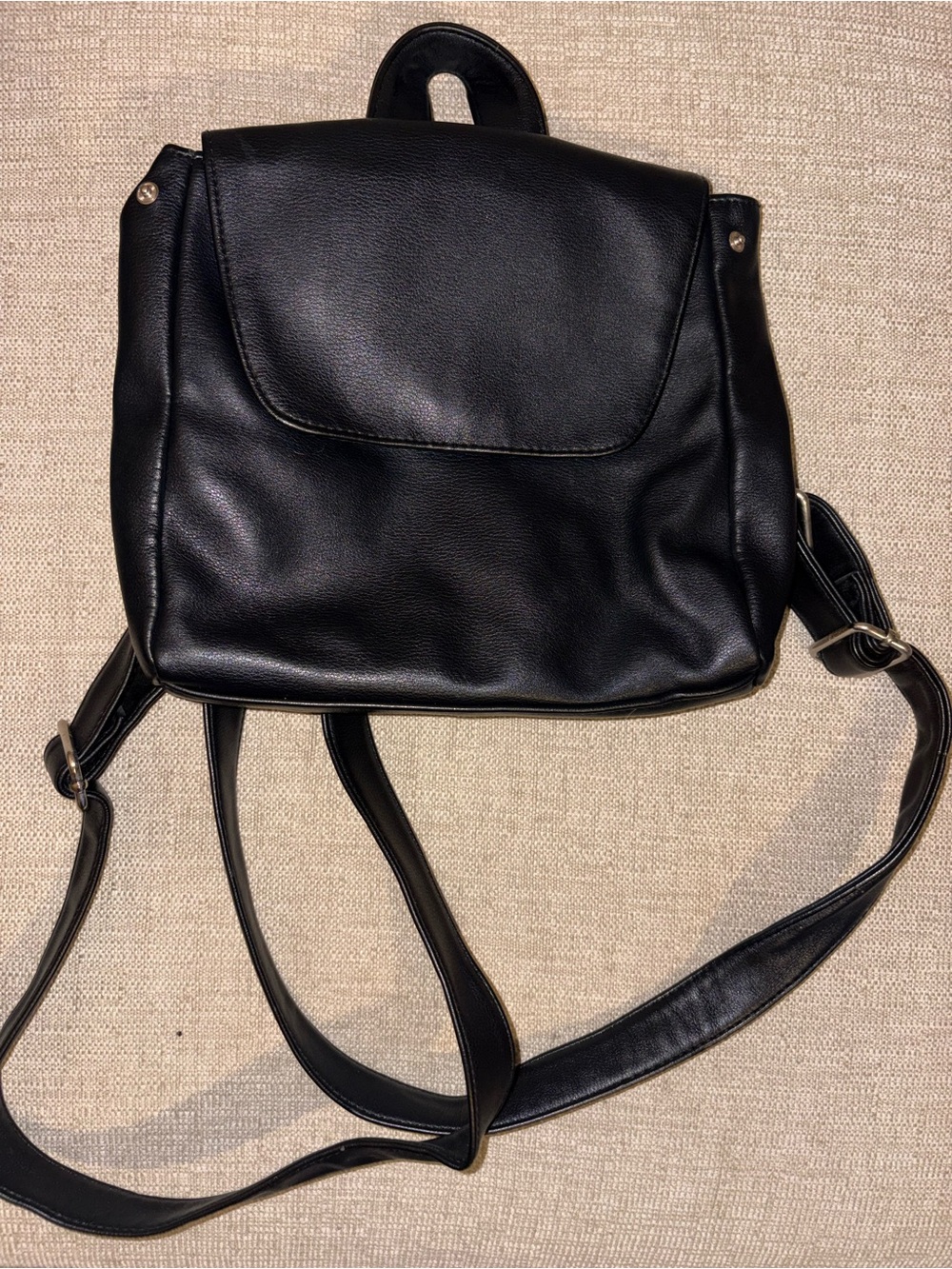 Wild Fable Black 9" Mini Flap Faux Leather Backpack Adjustable Straps